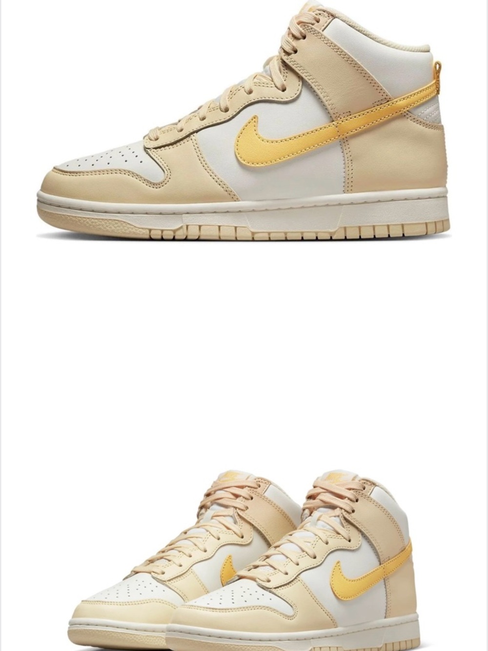 Nike High-Top Sneakers in Cream and Yellow Gold
